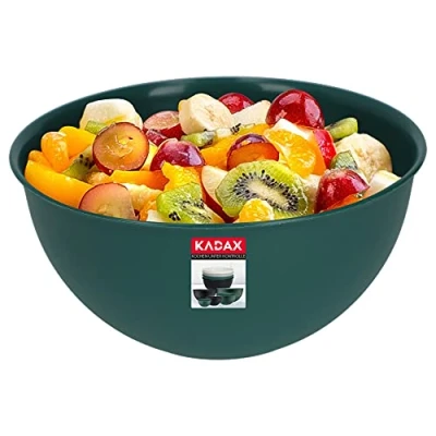 Image of KADAX Plastic Bowl, Lightweight Mixing Bowl for Whisking, Round Serving Salad, Snacks, Fruits, Stackable Kitchen (1L, Green)