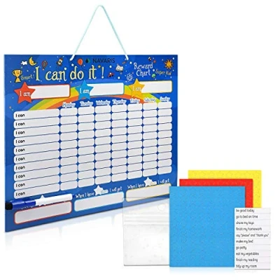 Image of Navaris Magnetic Reward Star Chart Rewards Board Weekly Planner for Children With Pen and 250 Coloured Stars Activity Magnets English