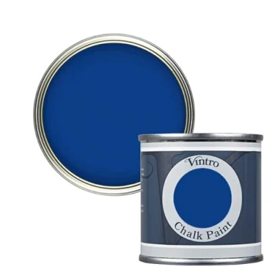 Image of Vintro Paint Deep Blue Chalk Furniture Shabby Chic Ultra Matt Finish 125ml (125ml, Paris Blue)