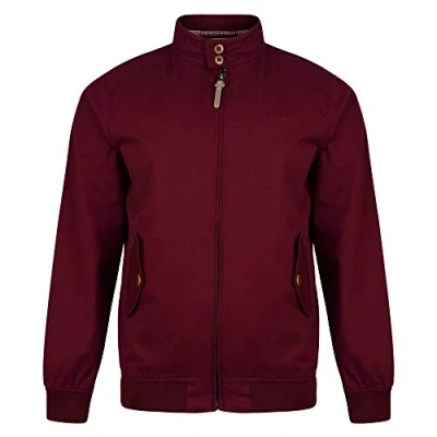 Image of Lambretta Mens Harrington Retro MOD Classic Jacket, Burgundy, 4XL