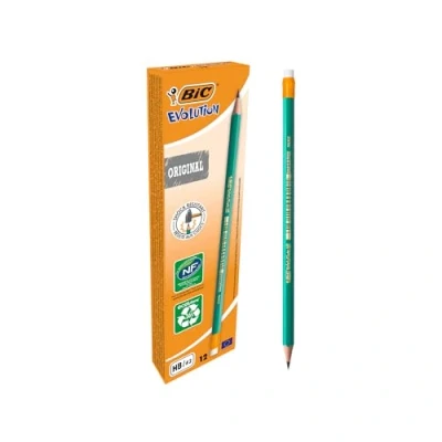 Image of BIC Ecolutions Evolution 655 HB Pencil with Eraser (Pack of 12), Green