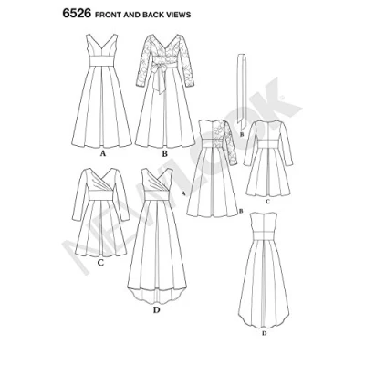 Image of New Look Pattern 6526 Women&#039;s Dress with Bodice Variations, Paper, White, 22 x 15 1 cm