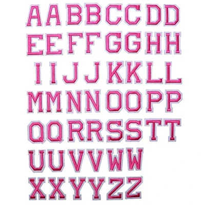 Image of J.CARP 52Pcs Pink Alphabet A to Z Patches, Iron on Sew Letters for Clothing, Hats, Shoes, Backpacks, Handbags, Jeans, Jackets etc.