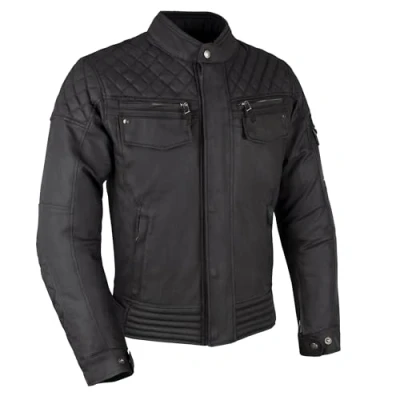 Image of Oxford Men&#039;s Hardwick Dry Wax Motorcycle Jacket, Black, 5XL