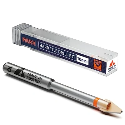 Image of Presch Tile Drill Bit ⌀ 10mm for Hard Tiles, Ceramic, Glass, and Porcelain Bit, Ceramic included with Box