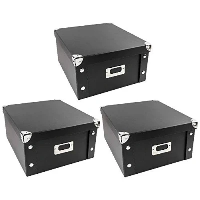Image of Ideen mit Herz Storage Boxes Set of 3 Box with Lid Foldable Made Cardboard &amp; Metal Each 31 cm x 26 14