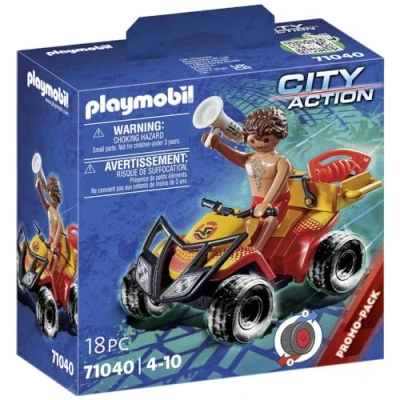 Image of Playmobil 71040 City Action Beach Patrol Quad, rescue, Racing, quad bike, Fun Imaginative Role Play, PlaySets Suitable for Children Ages 4+