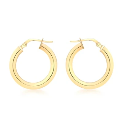 Image of Carissima Gold Women&#039;s 9 ct Yellow 35 mm Polished Round Tube Creole Hinged Post Earrings