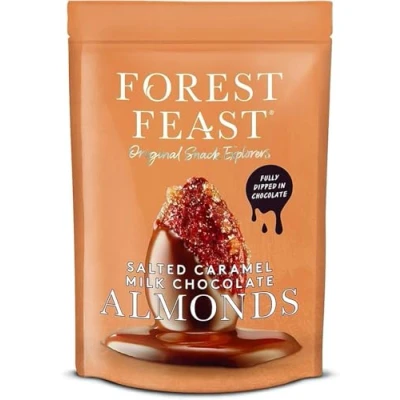 Image of FOREST FEAST, Signature Chocolate Nuts, Natural Protein and Fibre, Vegetarian (Salted Caramel Milk Belgian Almonds, 120 g (Pack of 8))