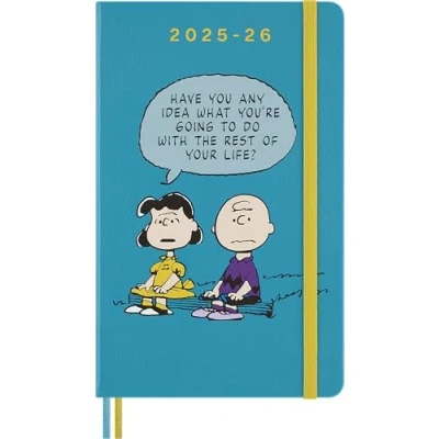 Image of Moleskine Peanuts Weekly Planner 2025 2026, 18 Months Diary 2026 with Hard Cover, Elastic Closure and Themed Stickers, Large Format 13 x 21 cm