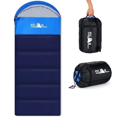 Image of SAIL Sleeping Bag 3 4 Season 2KG 400GSM Winter &amp; Cool Weather Lightweight,Waterproof Indoor Outdoor Use for Kids Adults Hiking, Backpacking and Camping Blue