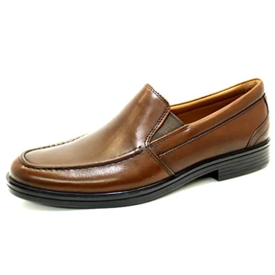 Image of Clarks Mens Slip On Formal Shoes Un Aldric Dark Tan Leather UK Size 8G EU 42 US 9M