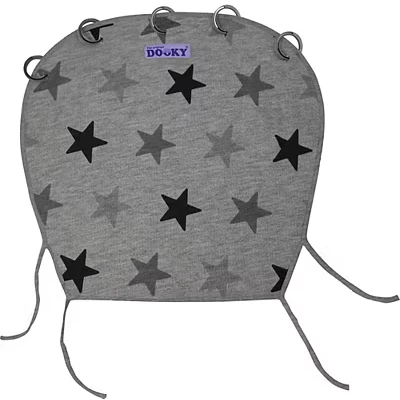 Image of Dooky Sunshade for Baby Car Seat/ Pram/ Stroller/ Pushchair, Universal Fit, Protects from Sun, Wind and Light Rain, UPF 50+ UV Protection, Easy to Install Wash, Grey Stars