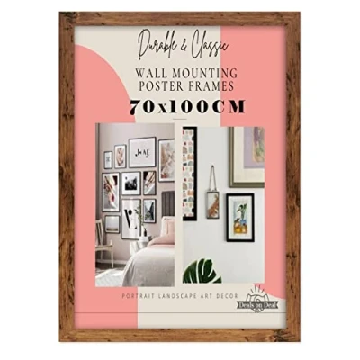 Image of Deals on deal Wooden Large 70X100CM Jigsaw puzzle Picture Frame Photo Wall Art Poster Frames With Clear Perspex Safety Glass to Hang Portrait or Landscape (70X100CM, RUSTIC)