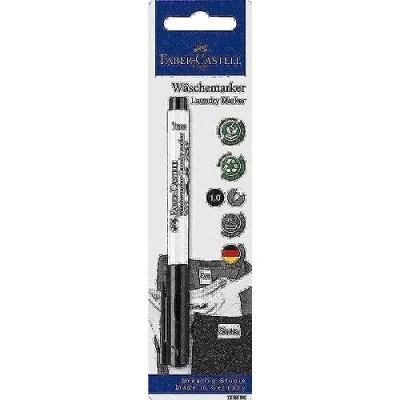 Image of Faber Castell 159596 Textile Marker, 1 mm Round Tip, Washable up to 95 C, Fixes Independently After 24 Hours or Ironing, Black, Pack of