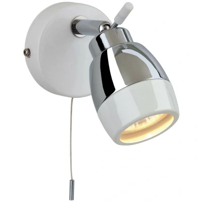 Image of Firstlight Marine Modern Style Wall Spotlight with On/Off Pull Cord Chrome and White