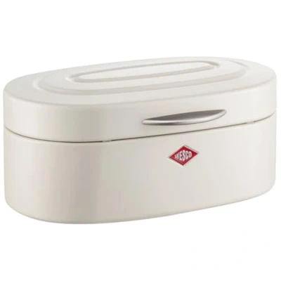 Image of WESCO Single Elly bread bin in matt sand, powder coated sheet steel, ventilation holes and sturdy handle