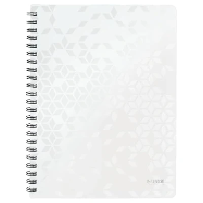 Image of Leitz A4 Flexible Cover Notebook, White Wire Bound, 80 Sheets, Squared Paper, 90 gsm Ivory Wow Range