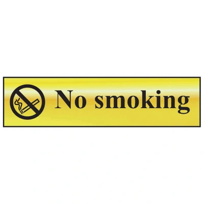 Image of Scan No Smoking Polished Brass Effect 200 x 50mm SCA6000