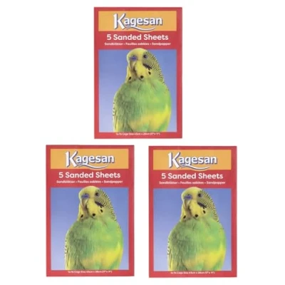Image of 3 PACK KAGESAN RED BIRD CAGE SAND PAPER SHEETS X 5 PCK = 15 43CM 28CM