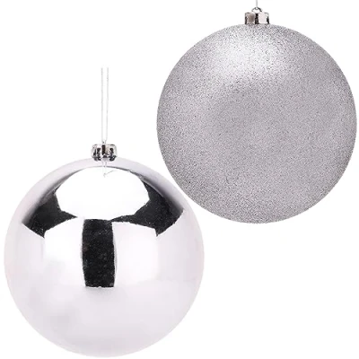 Image of Christmas Concepts® Pack Of 2 200mm (8&quot;) Baubles Shiny &amp; Glitter Design Giant (Graphite Grey)