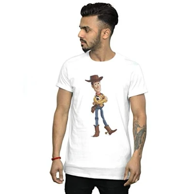 Image of Disney Men&#039;s Toy Story 4 Sherrif Woody T Shirt White Large