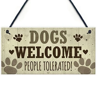Image of RED OCEAN Funny Dog Sign For Home Pet Gifts Lovers Hanging Decor Plaque Animal