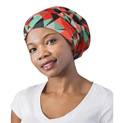 Image of FocusCare Satin Sleep Cap,Silk Lined Extra Large Black Women Natural Hair Bed Bonnet
