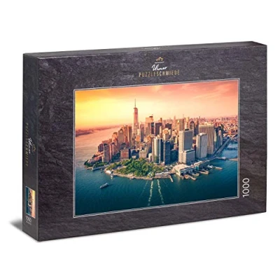 Image of Ulmer Puzzleschmiede puzzle &quot;downtown Manhattan&quot;: 1000 pieces jigsaw Manhattan skyline motif New York in the evening sun