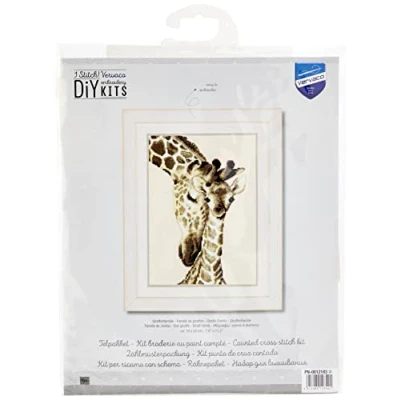 Image of Vervaco Giraffe Family Counted Cross Stitch Kit, Multi Colour
