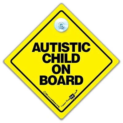 Image of Autistic Child On Board Car Sign, Autism Awareness Sign 14cm x