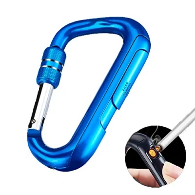 Image of Yajun Electric USB Lighter Portable Carabiner Flameless Rechargeable Windproof Cigarette Plasma Lighter,Blue