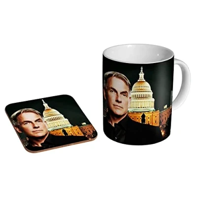 Image of stopper Jethro Gibbs NCIS Dark Ceramic Coffee Mug + Coaster Gift Set