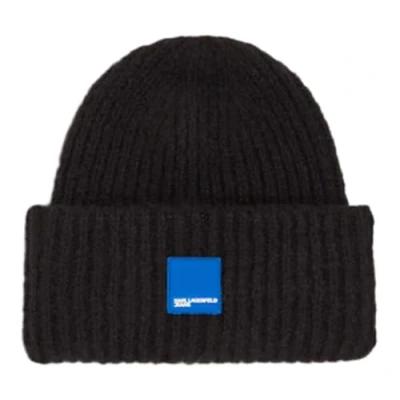 Image of Karl Lagerfeld Jeans BOX LOGO Beanie Beanie, Men&#039;s, Size: One Size, Black