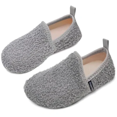 Image of Slippers Kids Boys Slipper Winter Warm Furry Socks with Non Slip Sole for Indoor（Grey 30/31）