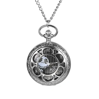 Image of JewelryWe Nightmare Before Christmas Pocket Watch Vintage with Chain Men Women Necklace for Xmas