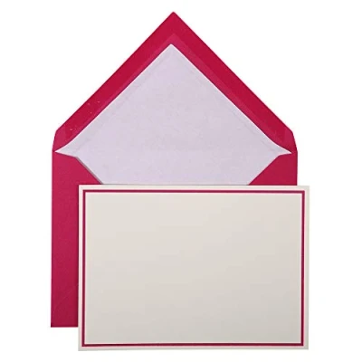 Image of Clairefontaine Ref 32615L G.Lalo Correspondence Writing Set Includes 10 x 10.7 15.2cm, 300gsm Cards + 11.4 16.2 Lined Gummed Envelopes Raspberry