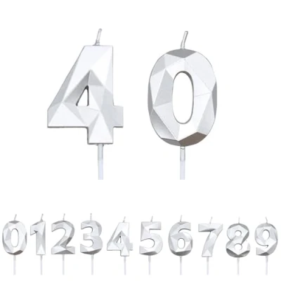 Image of FUZVOL Birthday Candles, Number 40 Candle, Silver Candle for Cake, Happy Cake Candles Topper Decorations
