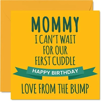 Image of Fun Birthday Card for Mom First Cuddle Happy Cards from Bump, Cute Mother Gifts, 145mm x Special Greeting Mama Mum Mam Mommy