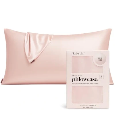Image of Kitsch 100% Satin Pillowcase with Zipper, Softer Than Silk for Hair &amp; Skin, Cooling Pillow case, Case Cover (King (1 Pack), Blush)