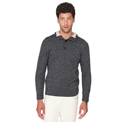 Image of Trendyol Man Regular Basic High Neck Knitwear Sweater Black