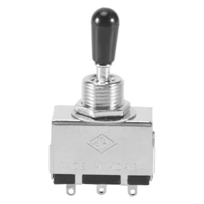 Image of Okeeyseda 1Pc Guitar 3 Way Toggle Switch, Metal Enclosed Selector Switch With Black Tip Knob Replacement Part For Lp Style Electric