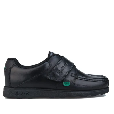 Image of Kickers Boys Fragma Leather Shoe in Black Size 3.5 UK