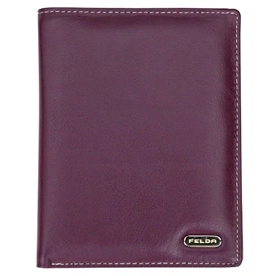 Image of Felda Genuine Leather Passport Holder RFID Protection and Credit Card Organizer Purple Multi
