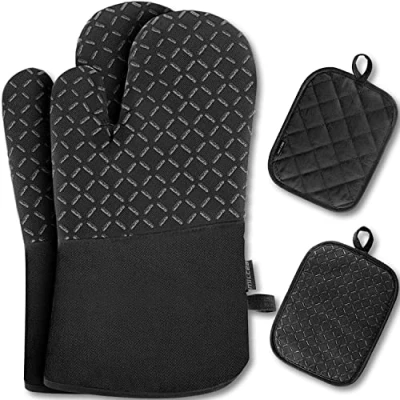 Image of MILcea Oven Gloves, Pot Holders, Set of 4, Mitts Heat Resistant, 30 x 18 3.5 cm