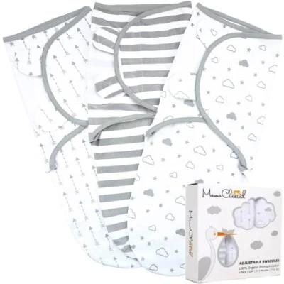 Image of Mama Cheetah Baby Swaddle Sack 3 6 Months, Organic Cotton Swaddling Sleep Sack, Large Infant Blanket, Easy Wrap for Big Babies, Swaddles Girls, Pack