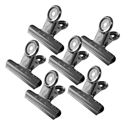 Image of HaberCrafts Bulldog Clips Money Clip Letter Silver Metal (Silver 63mm, Pack of 6)