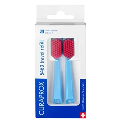 Image of Curaprox CS 5460, Refill for Travel Toothbrush Set, Blue red, 2 pcs.