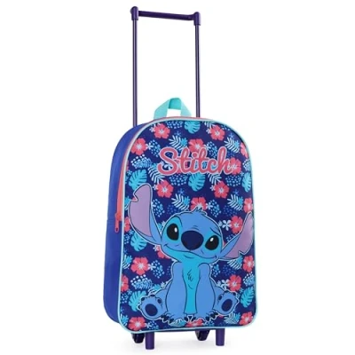 Image of Disney Stitch Suitcase Foldable Trolley Bag 39 x 27cm 10.5 litres 2 Wheels Extendable Handle Wheeled
