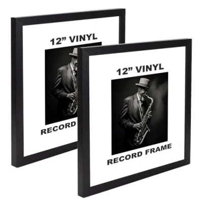 Image of Vinyl Frame Wall Album Art Display for LP 12&quot; Record Cover Sleeve Black (2)